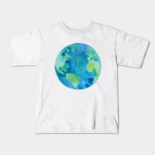 Planet Earth Watercolor Kids T-Shirt